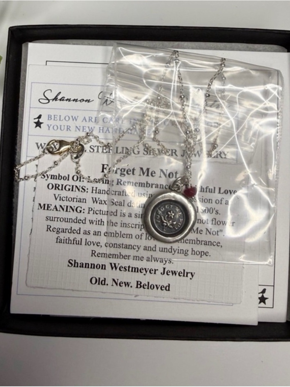 'Forget Me Not' Sterling Pendant Necklace - Silver Floral Charm - Picture 2 of 13